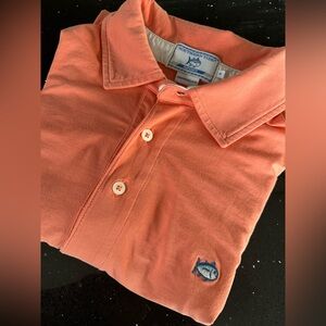 Southern Tide Shirt Mens Medium Orange Sport Polo Golf Resort Cruise Vacation